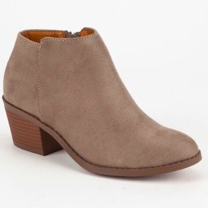 Soda taupe side zip ankle booties